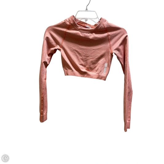 Athletic Top Long Sleeve Collar By Gym Shark In Orange, Size: S