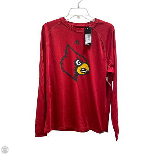 Athletic Top Long Sleeve Collar By Adidas In Red, Size: S