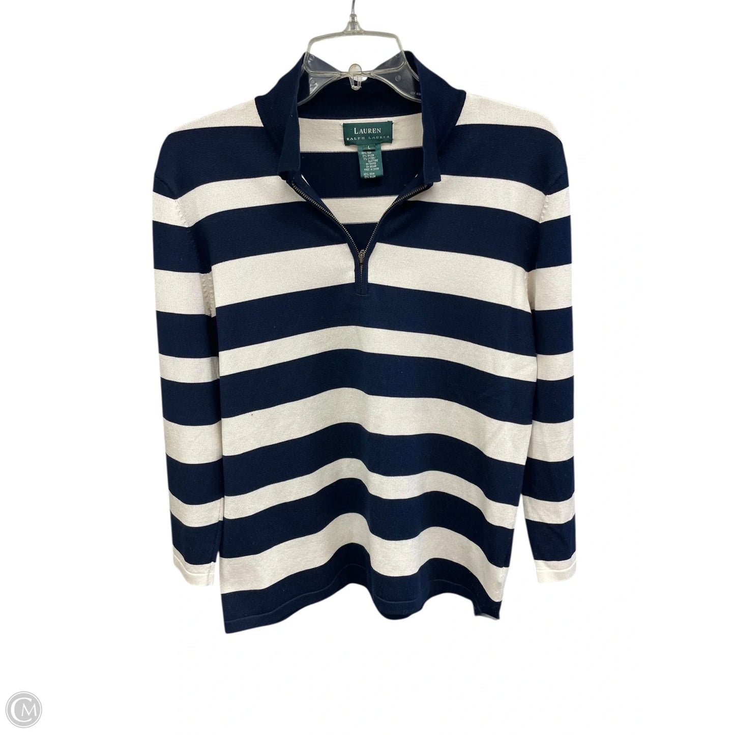 Top Long Sleeve By Lauren By Ralph Lauren In Striped Pattern, Size: L