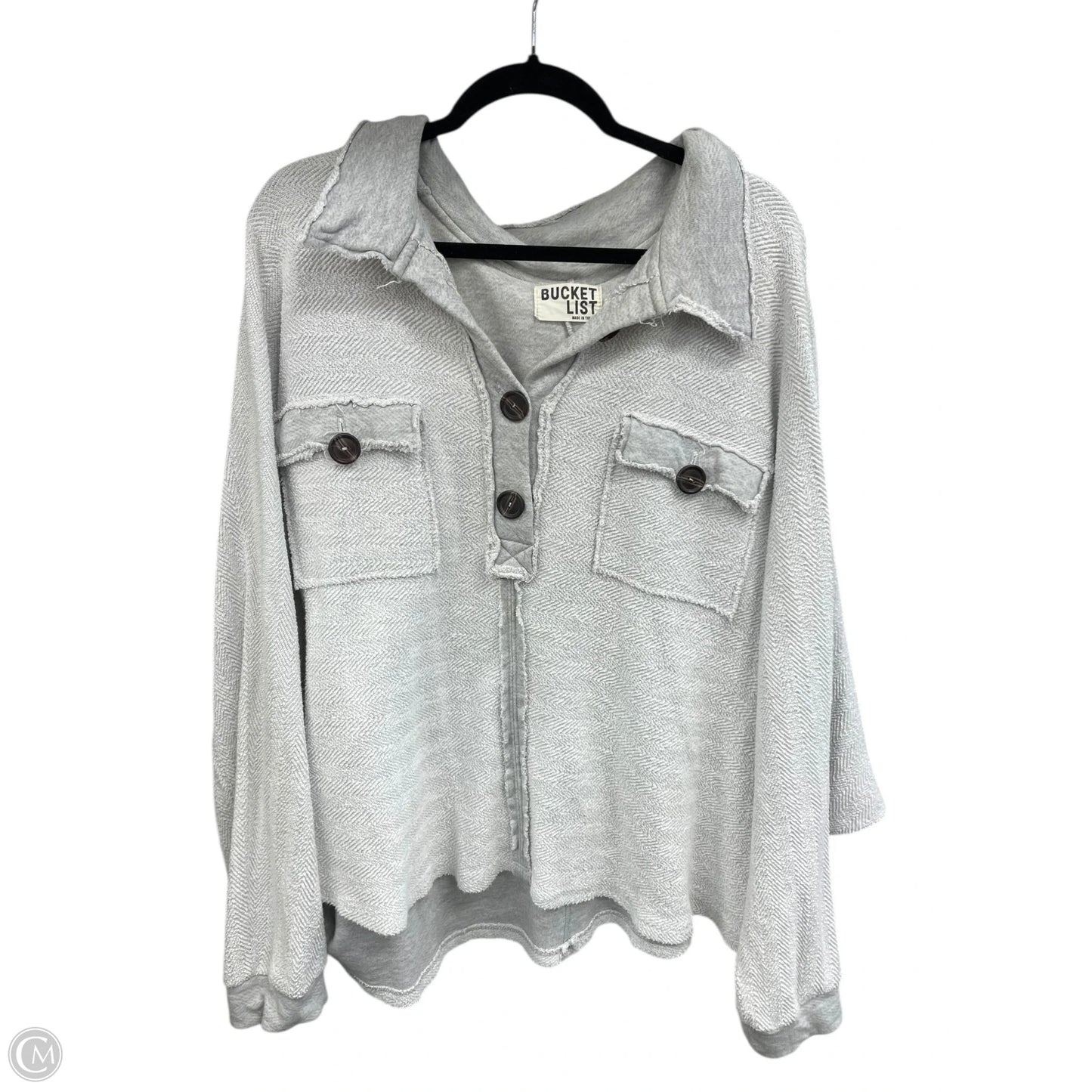 Top Long Sleeve By Bucketlist In Grey, Size: L