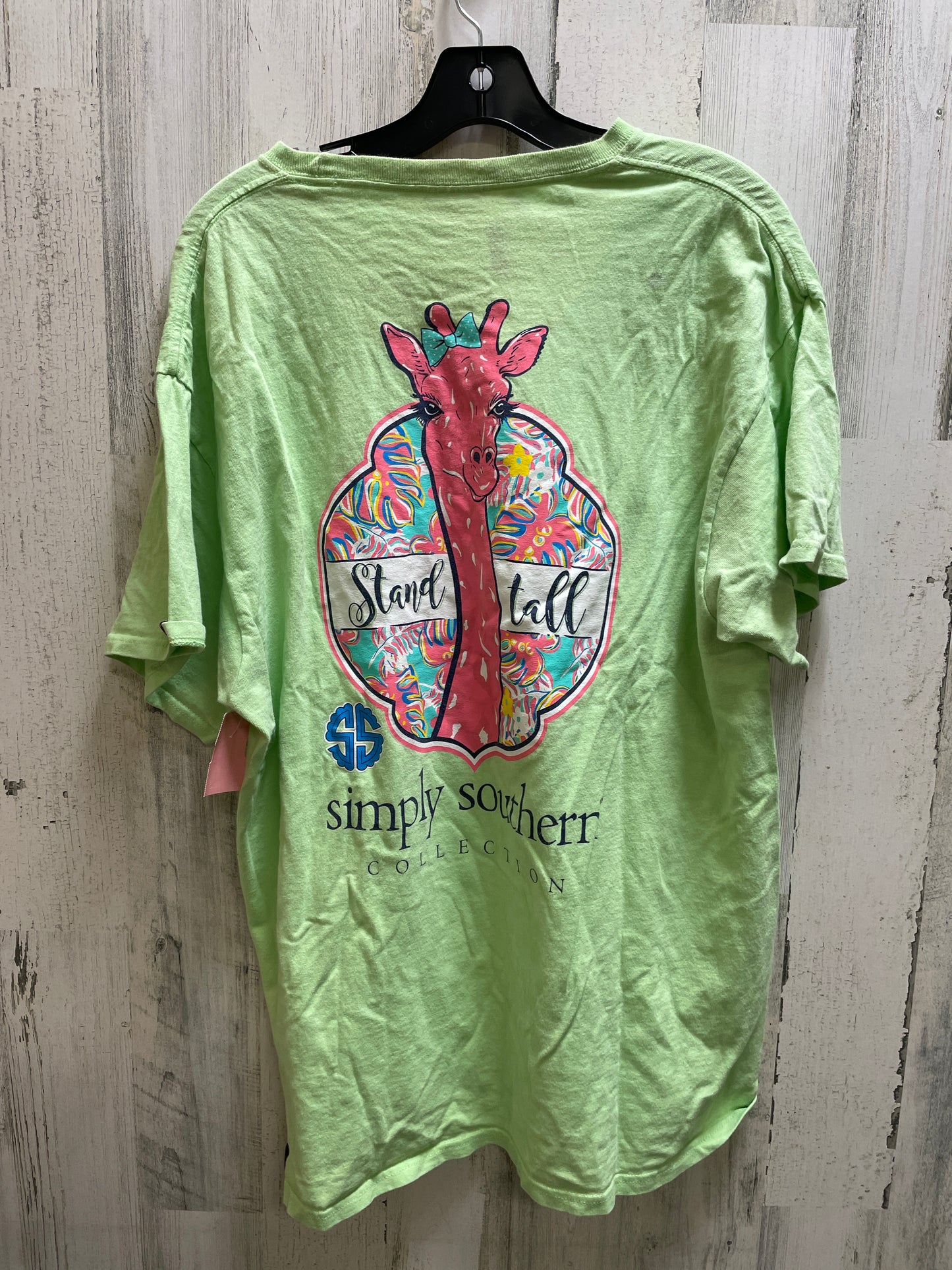 Green Top Short Sleeve Simply Southern, Size Xl