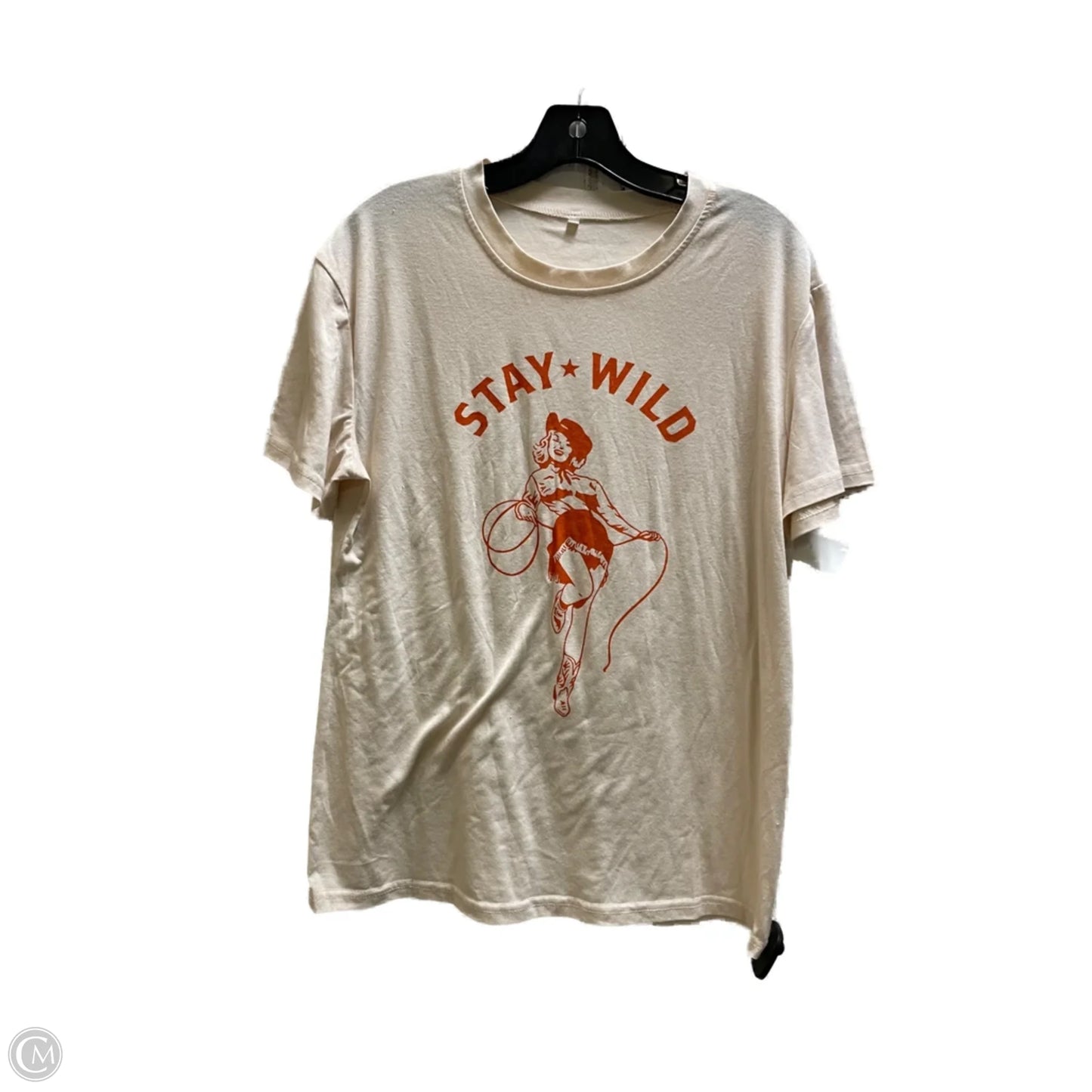 Top Short Sleeve By Clothes Mentor In Tan, Size: L
