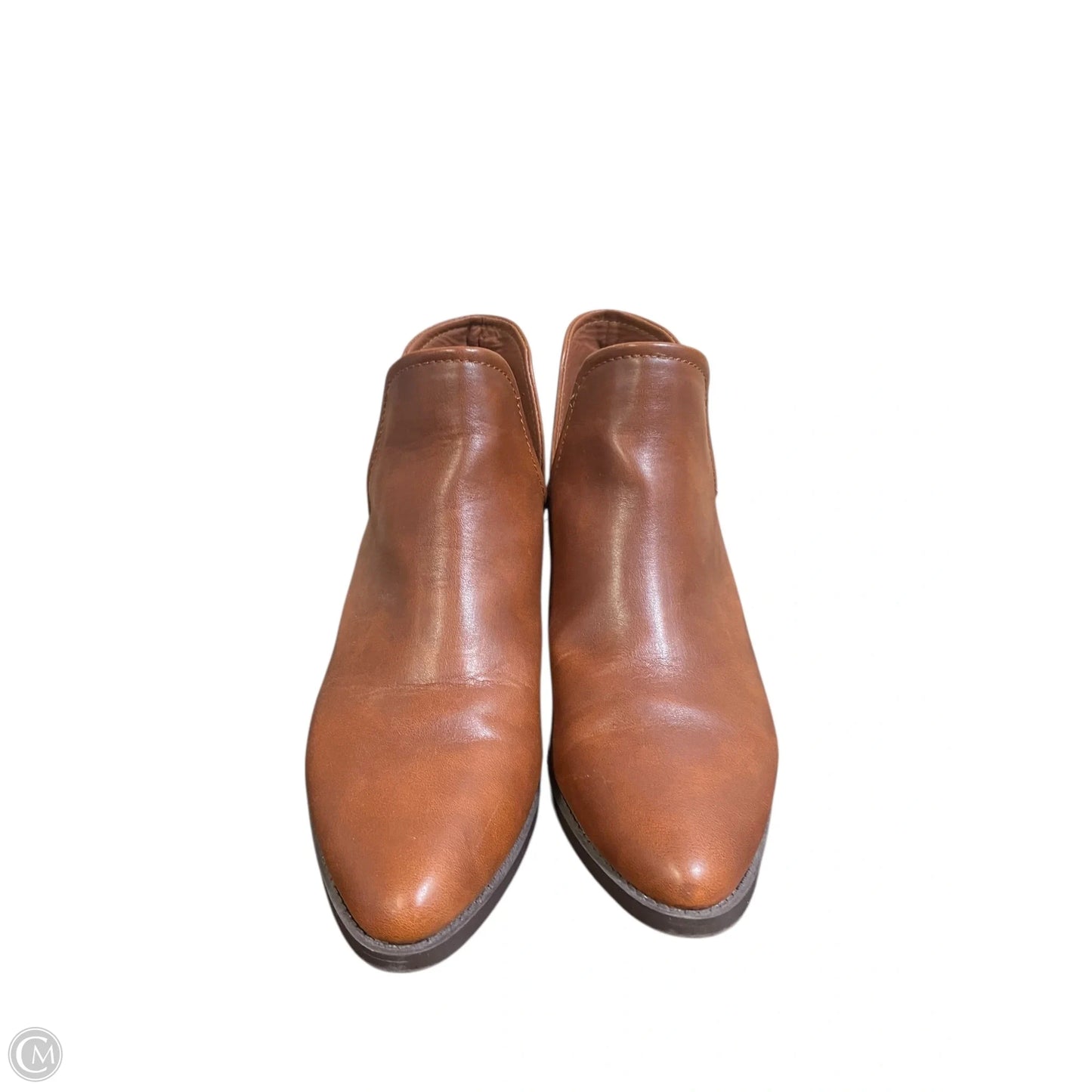 Boots Ankle Heels By Candies In Brown, Size: 9.5