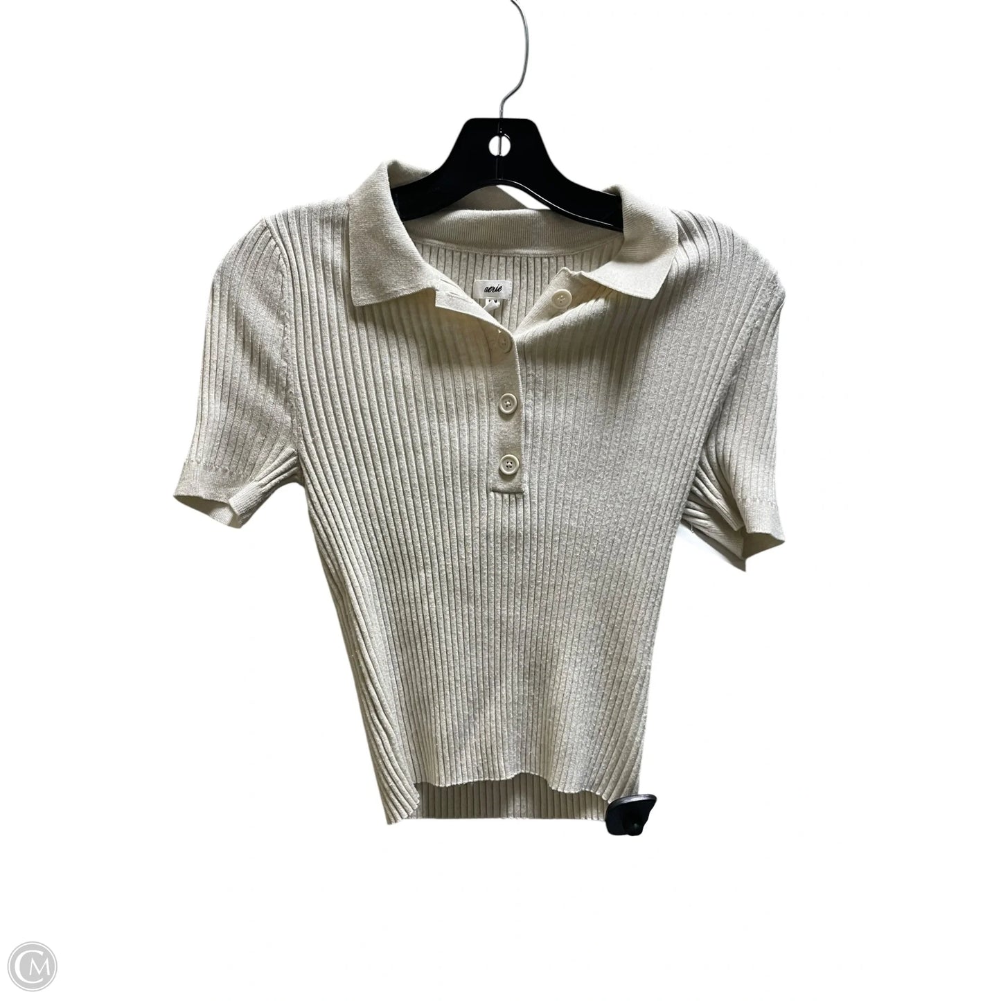 Top Short Sleeve By Aerie In Cream, Size: M