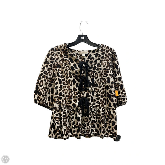 Top Short Sleeve By Monteau In Animal Print, Size: Xl