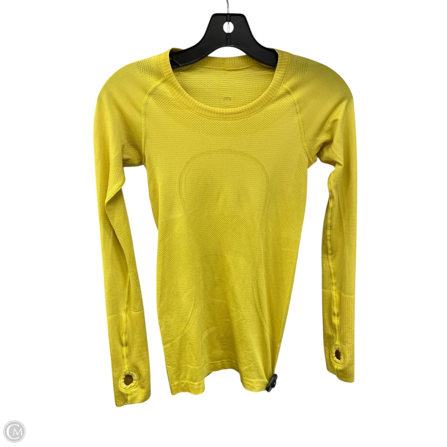 Athletic Top Long Sleeve Collar By Lululemon In Yellow, Size: Xs
