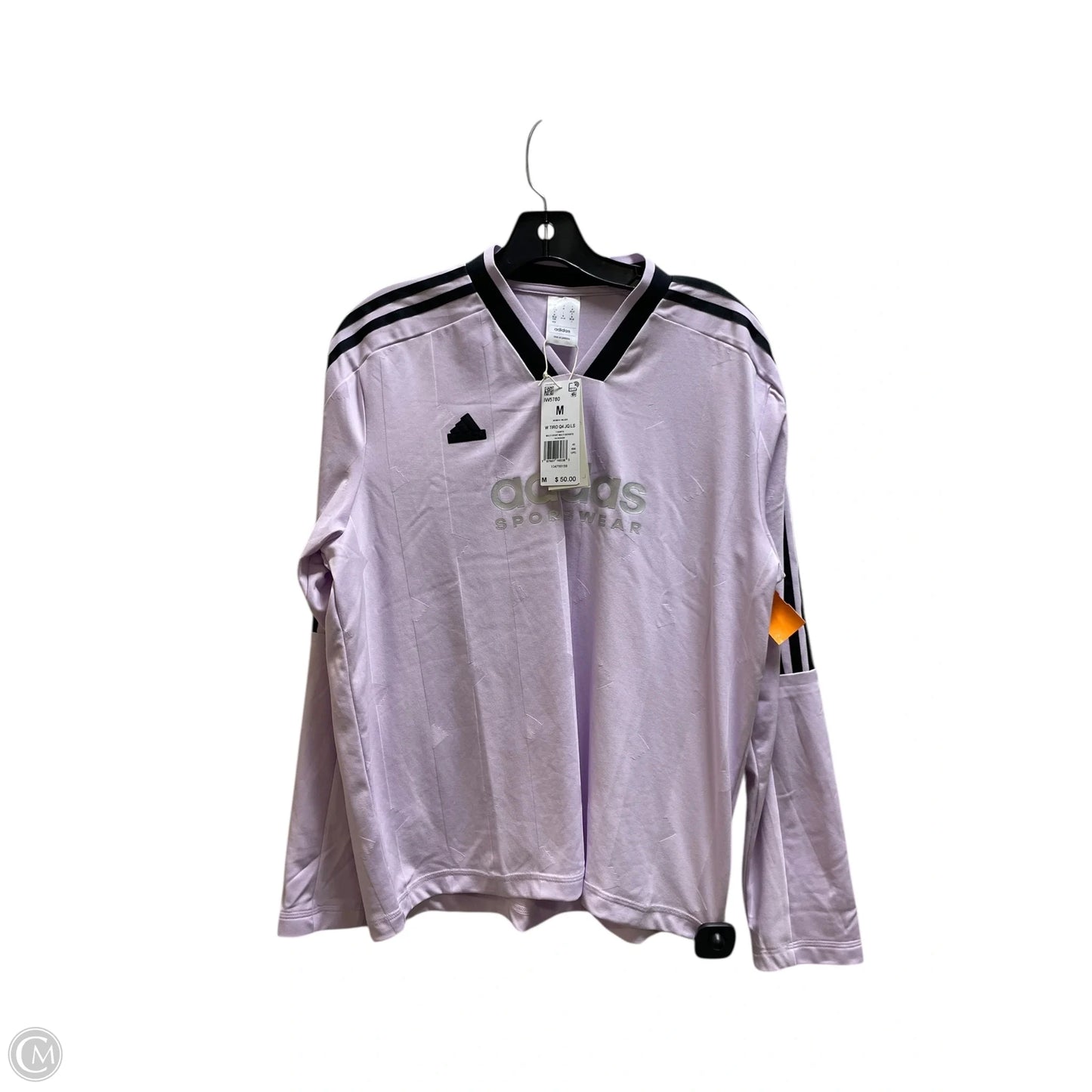 Athletic Top Long Sleeve Collar By Adidas In Purple, Size: M