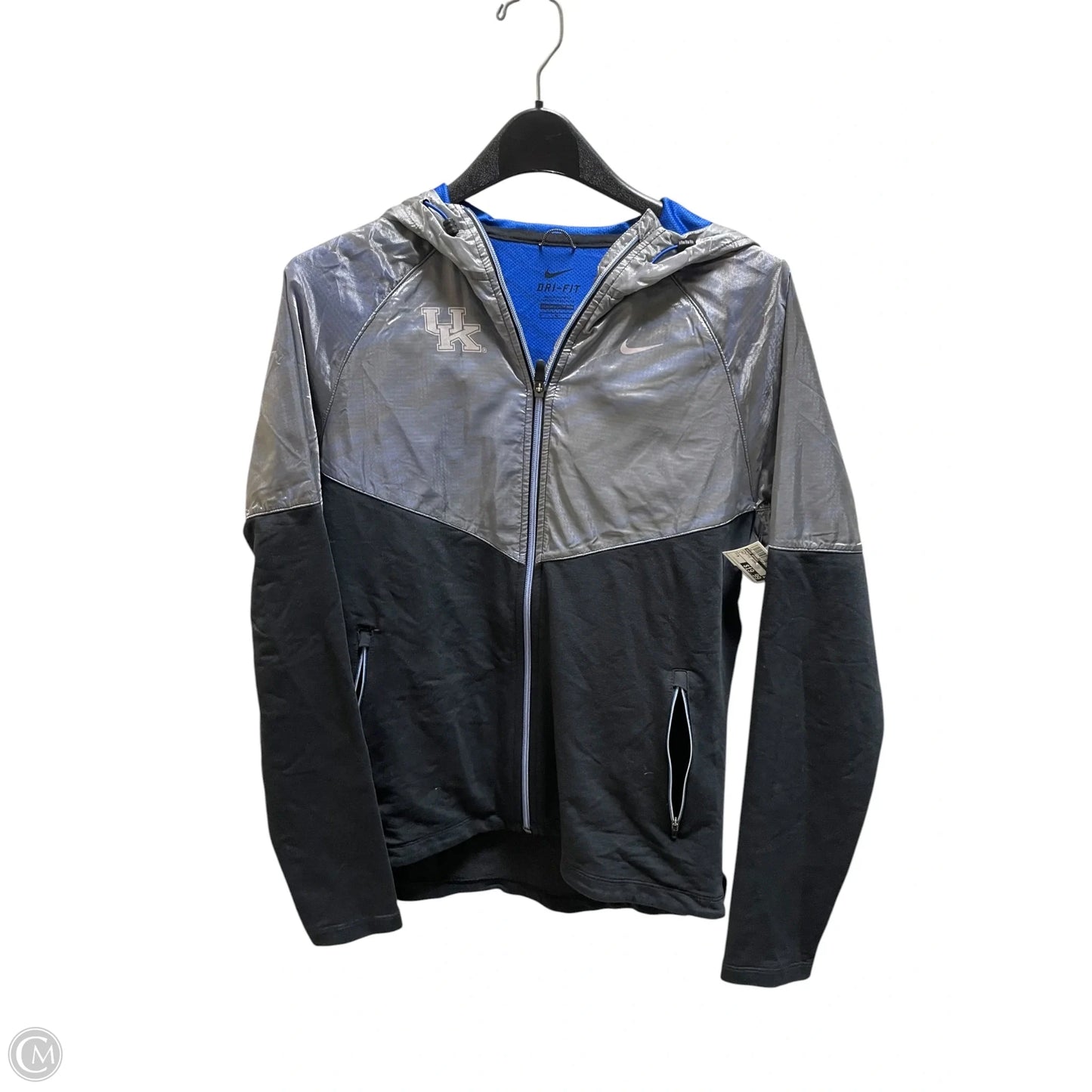 Athletic Jacket By Nike Apparel In Grey, Size: M