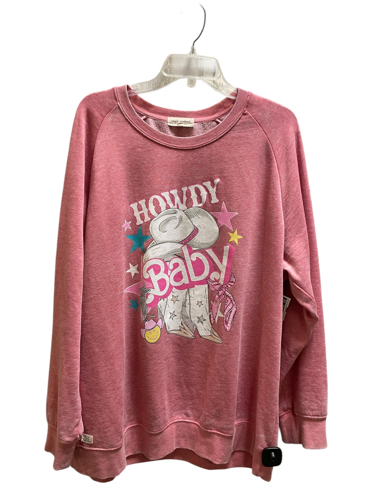 Sweatshirt Collar By Simply Southern In Pink, Size: 2x