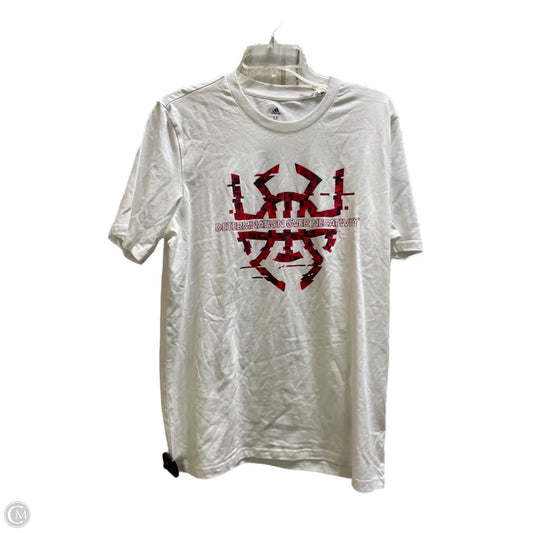 Athletic Top Short Sleeve By Adidas In White, Size: M