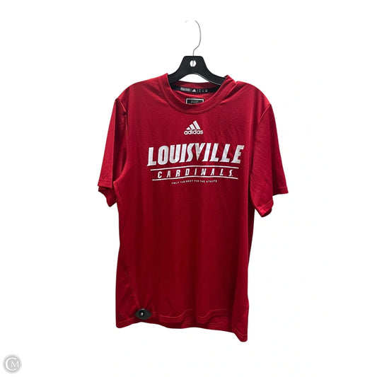 Athletic Top Short Sleeve By Adidas In Red, Size: M