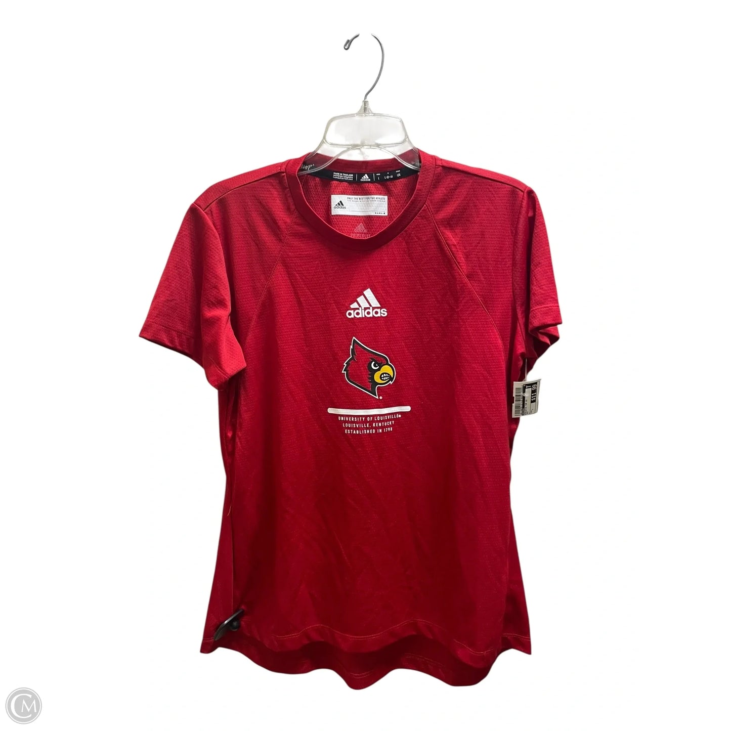 Athletic Top Short Sleeve By Adidas In Red, Size: L