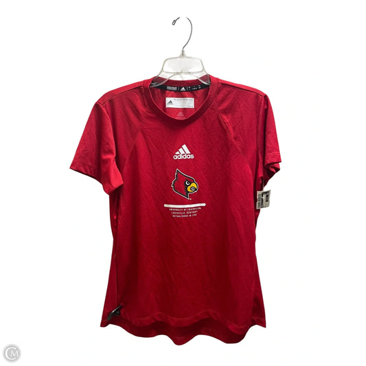 Athletic Top Short Sleeve By Adidas In Red, Size: L