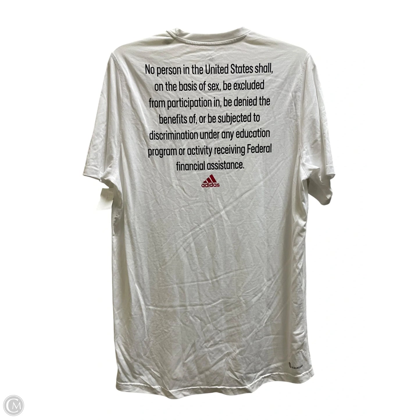Athletic Top Short Sleeve By Adidas In White, Size: L