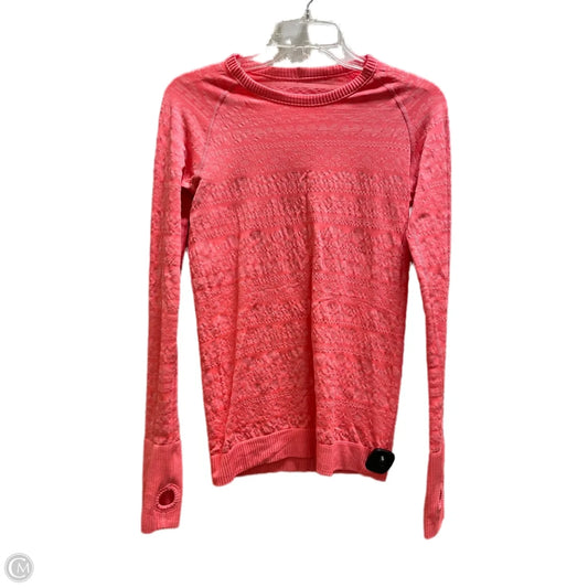 Athletic Top Long Sleeve Collar By Lululemon In Orange, Size: S