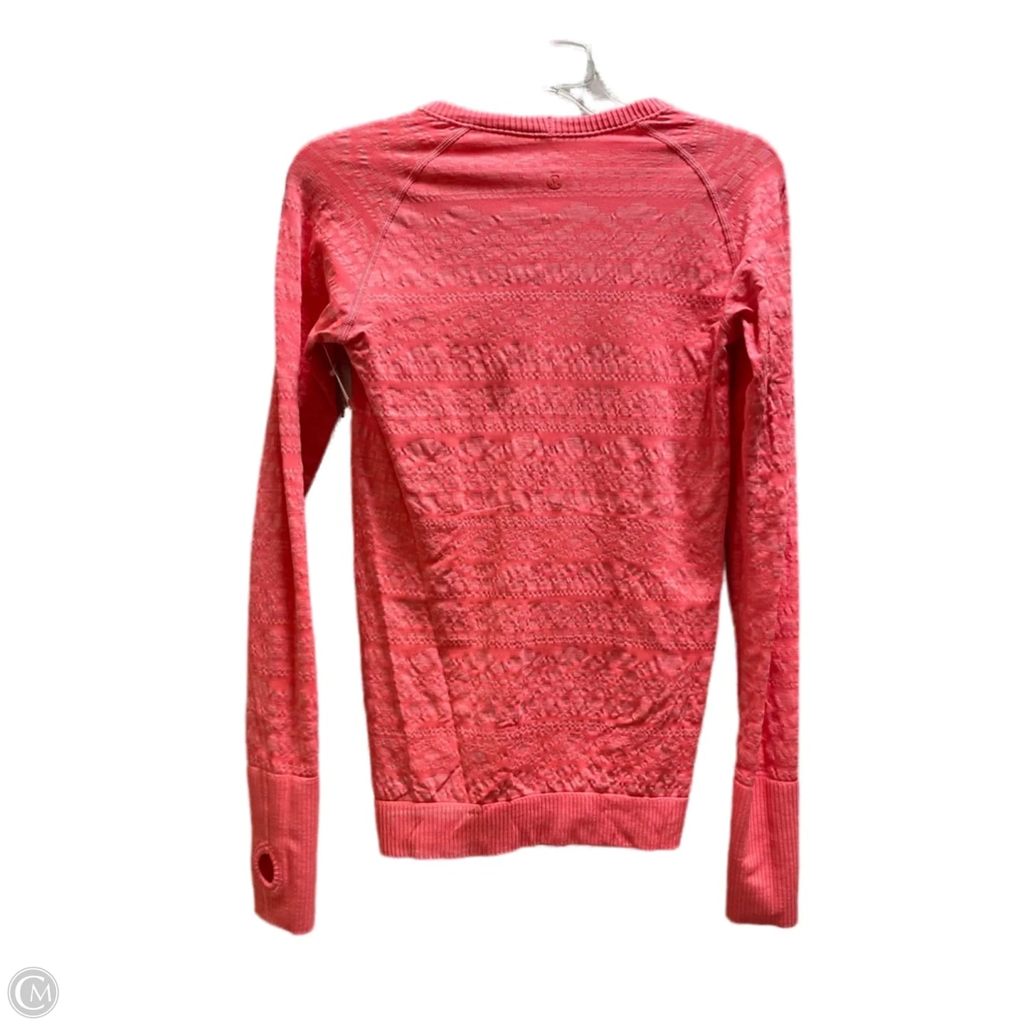 Athletic Top Long Sleeve Collar By Lululemon In Orange, Size: S