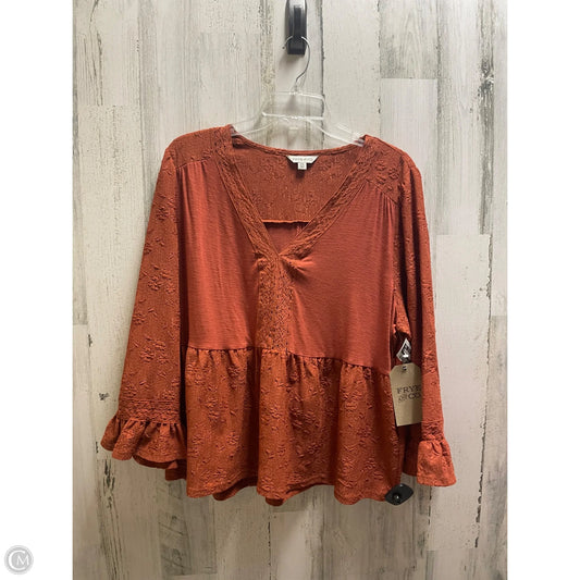 Top Long Sleeve By Frye And Co In Orange, Size: 2x