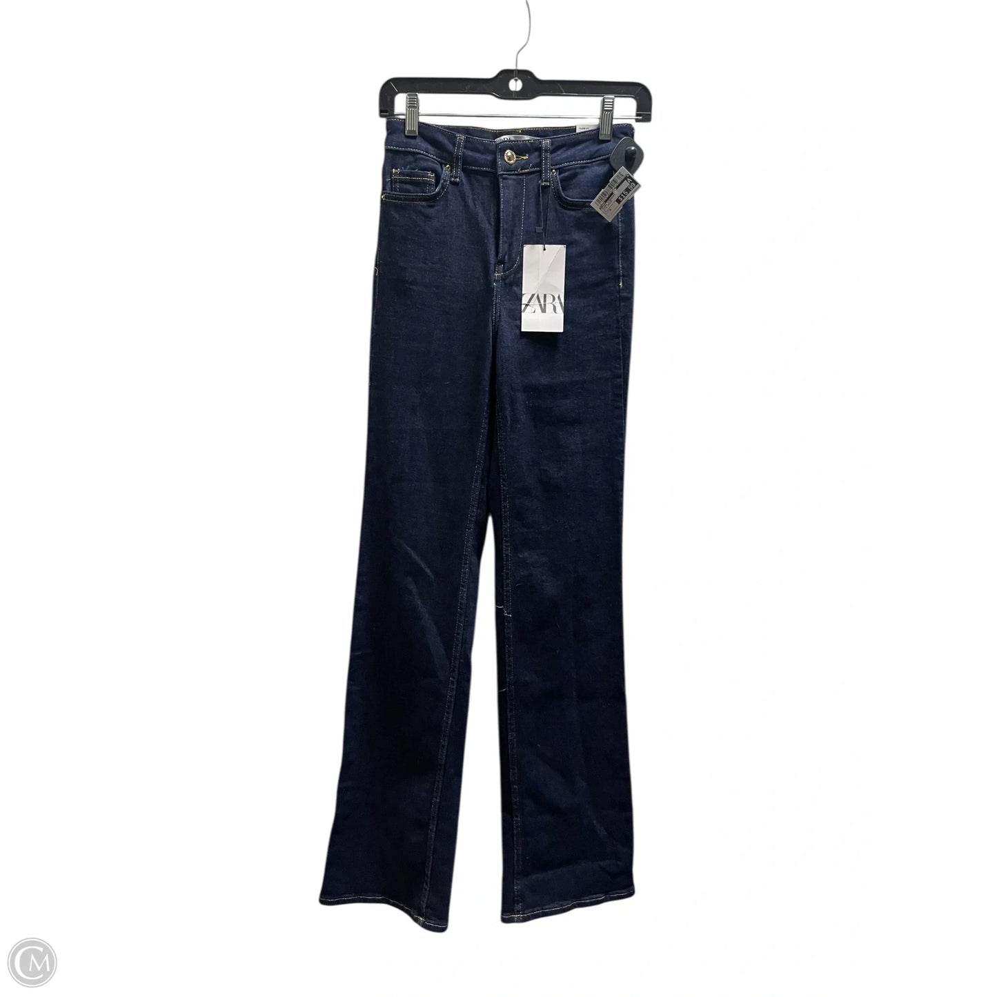 Jeans Straight By Zara In Blue Denim, Size: 0