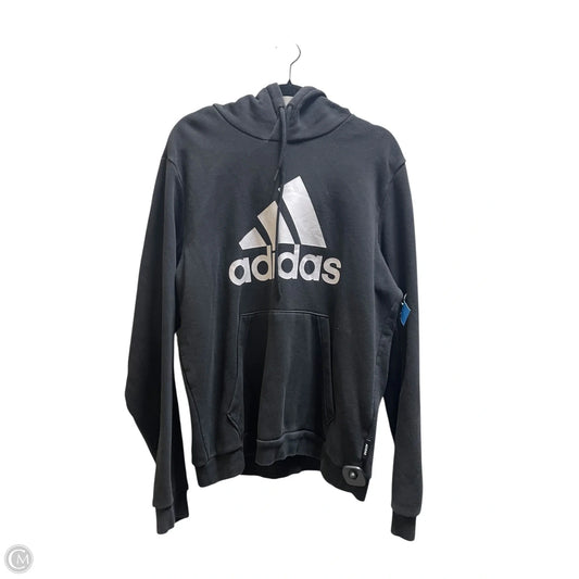 Athletic Sweatshirt Hoodie By Adidas In Black, Size: L