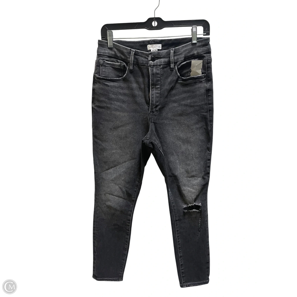 Jeans Skinny By Good American In Black Denim, Size: 10
