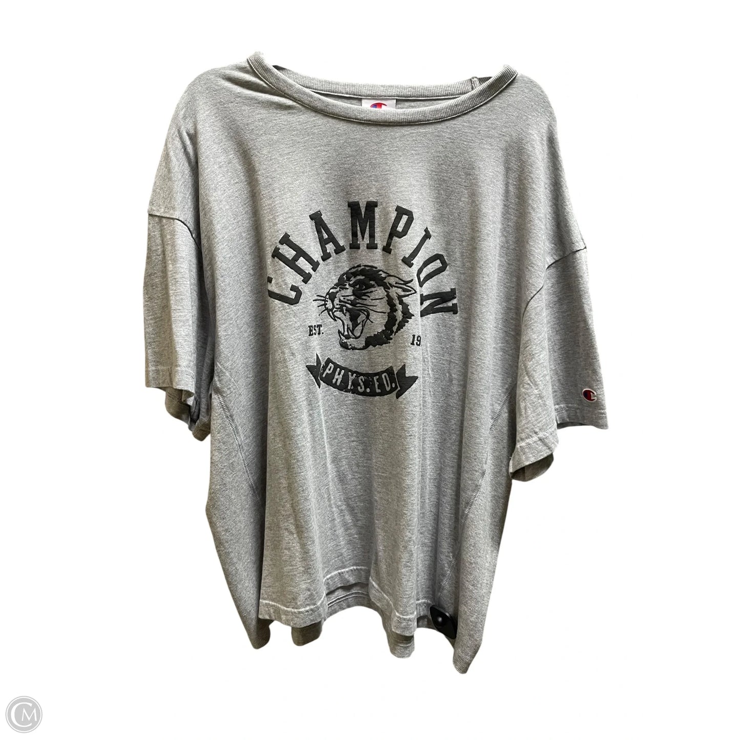 Top Short Sleeve By Champion In Grey, Size: Xl
