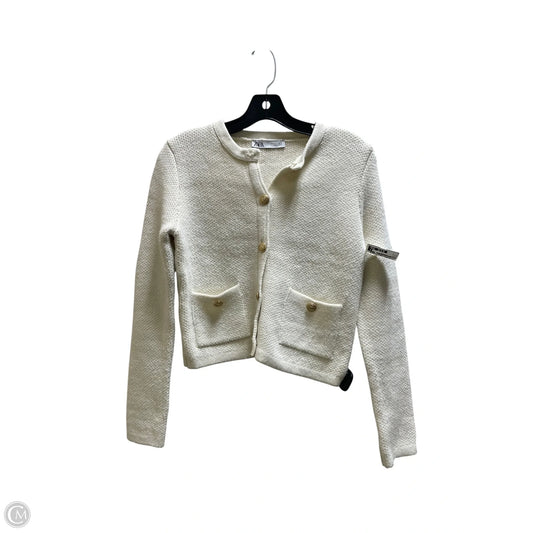 Sweater Cardigan By Zara In Cream, Size: S