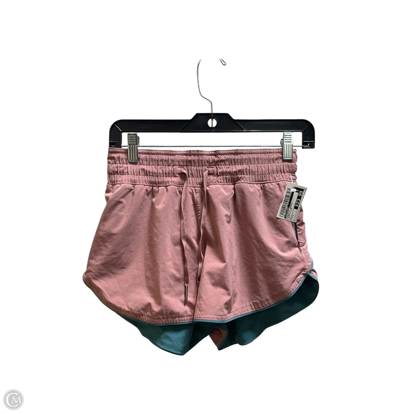 Athletic Shorts By Lululemon In Green & Pink, Size: 2