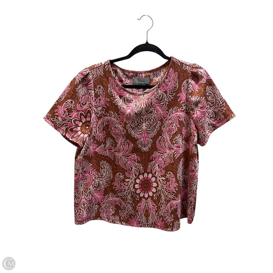Top Short Sleeve By Anthropologie In Pink, Size: L
