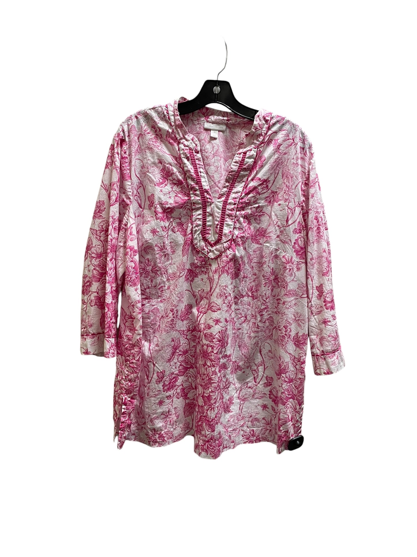 Top Long Sleeve By Charter Club In Pink, Size: 2x