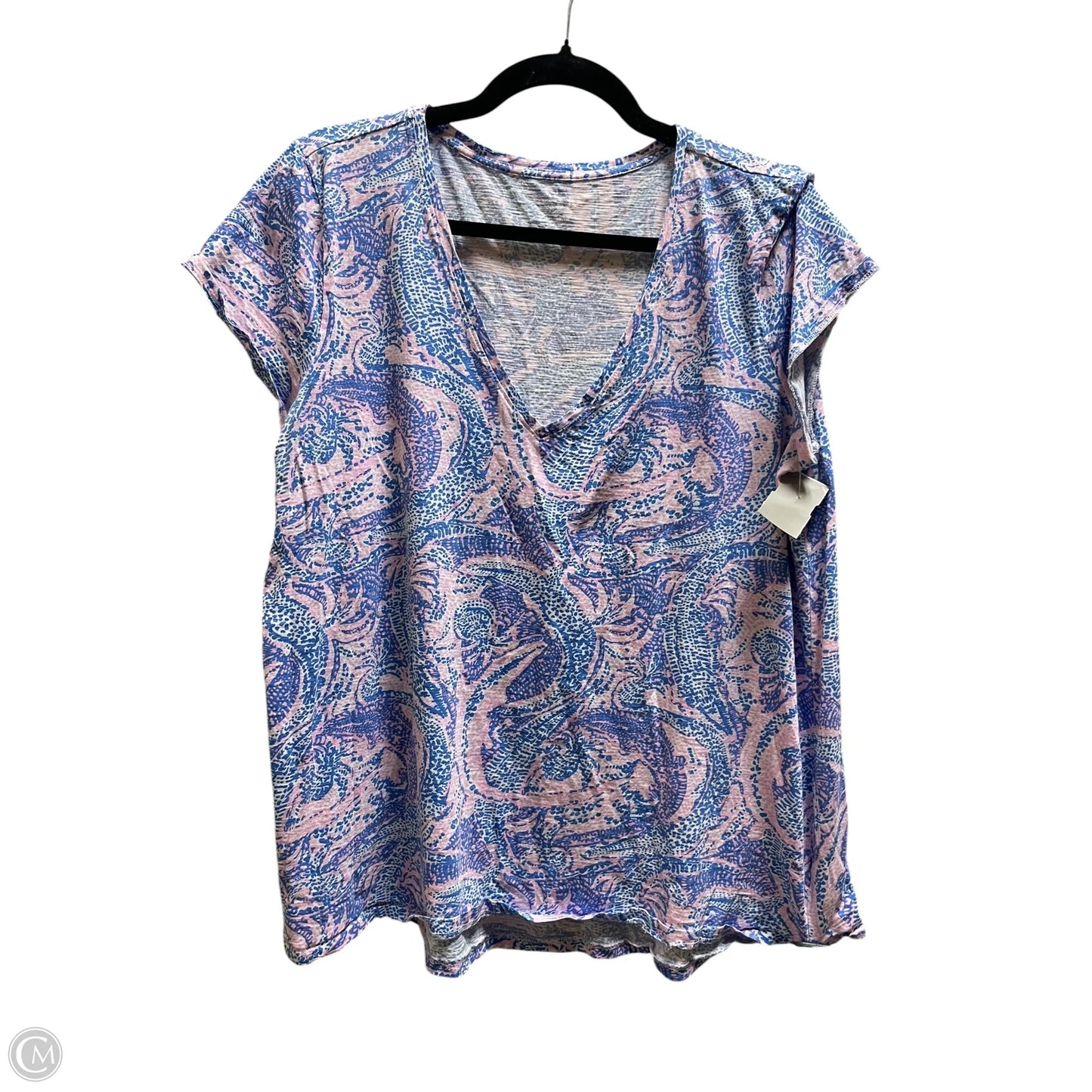 Top Short Sleeve Designer By Lilly Pulitzer In Blue, Size: Xl