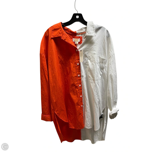 Top Long Sleeve By Maeve In Red & White, Size: Xl