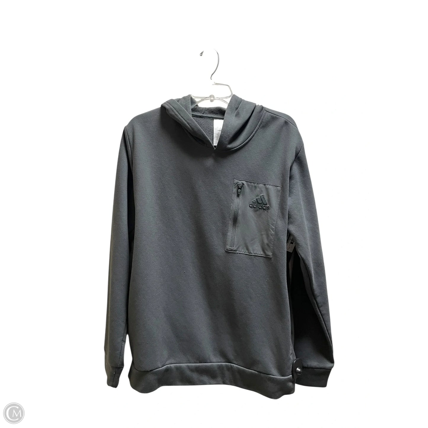 Athletic Sweatshirt Hoodie By Adidas In Grey, Size: M