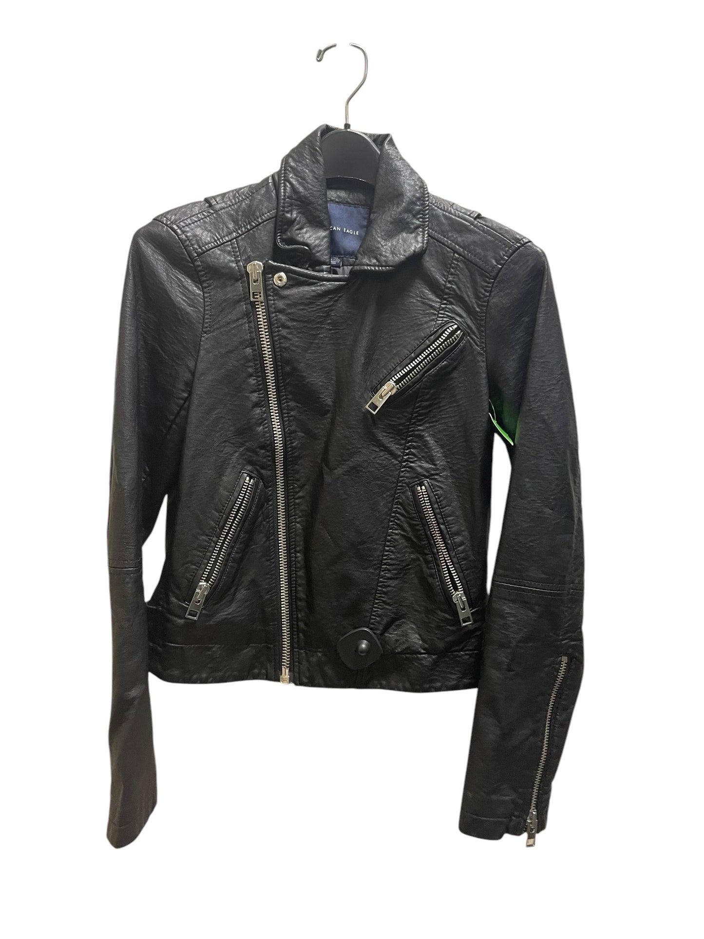 Jacket Leather By American Eagle In Black, Size: S