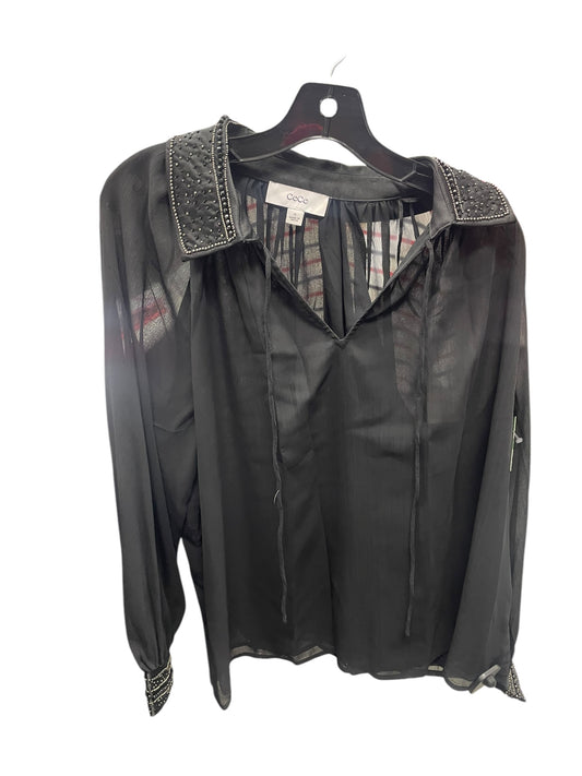 Top Long Sleeve By Cece In Black, Size: Xl