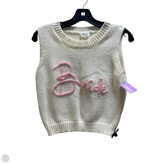 Vest Sweater By Clothes Mentor In Cream, Size: M