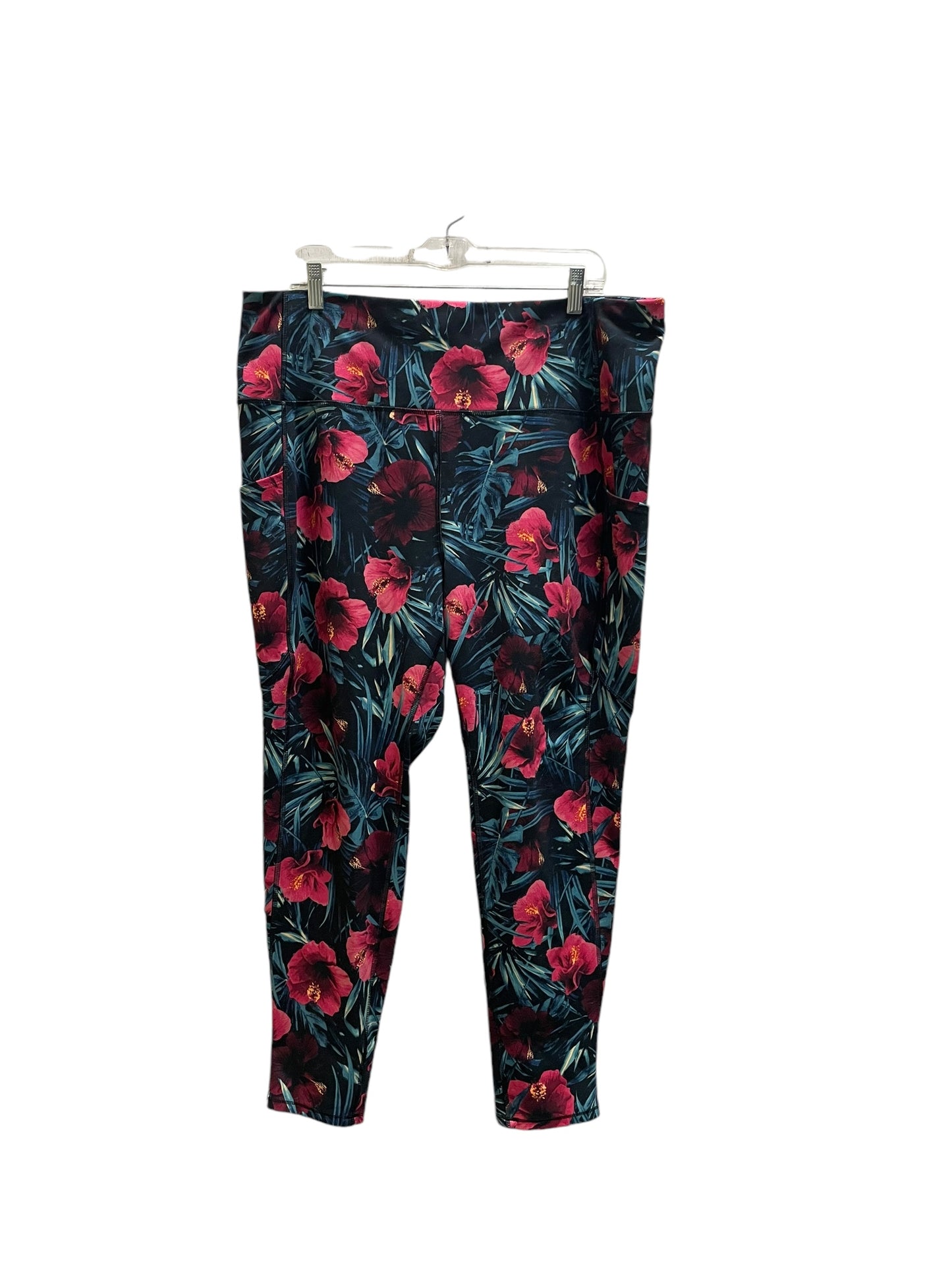 Athletic Leggings By Mta Pro In Tropical Print, Size: 2x