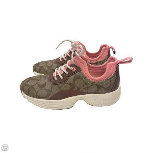 Shoes Designer By Coach In Brown & Pink, Size: 9
