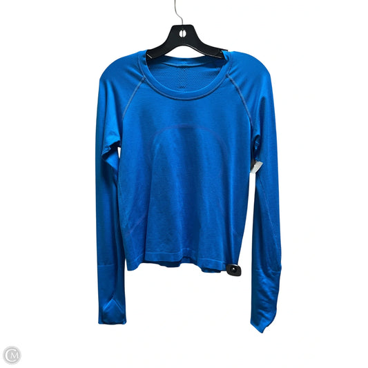 Athletic Top Long Sleeve Collar By Lululemon In Blue, Size: S