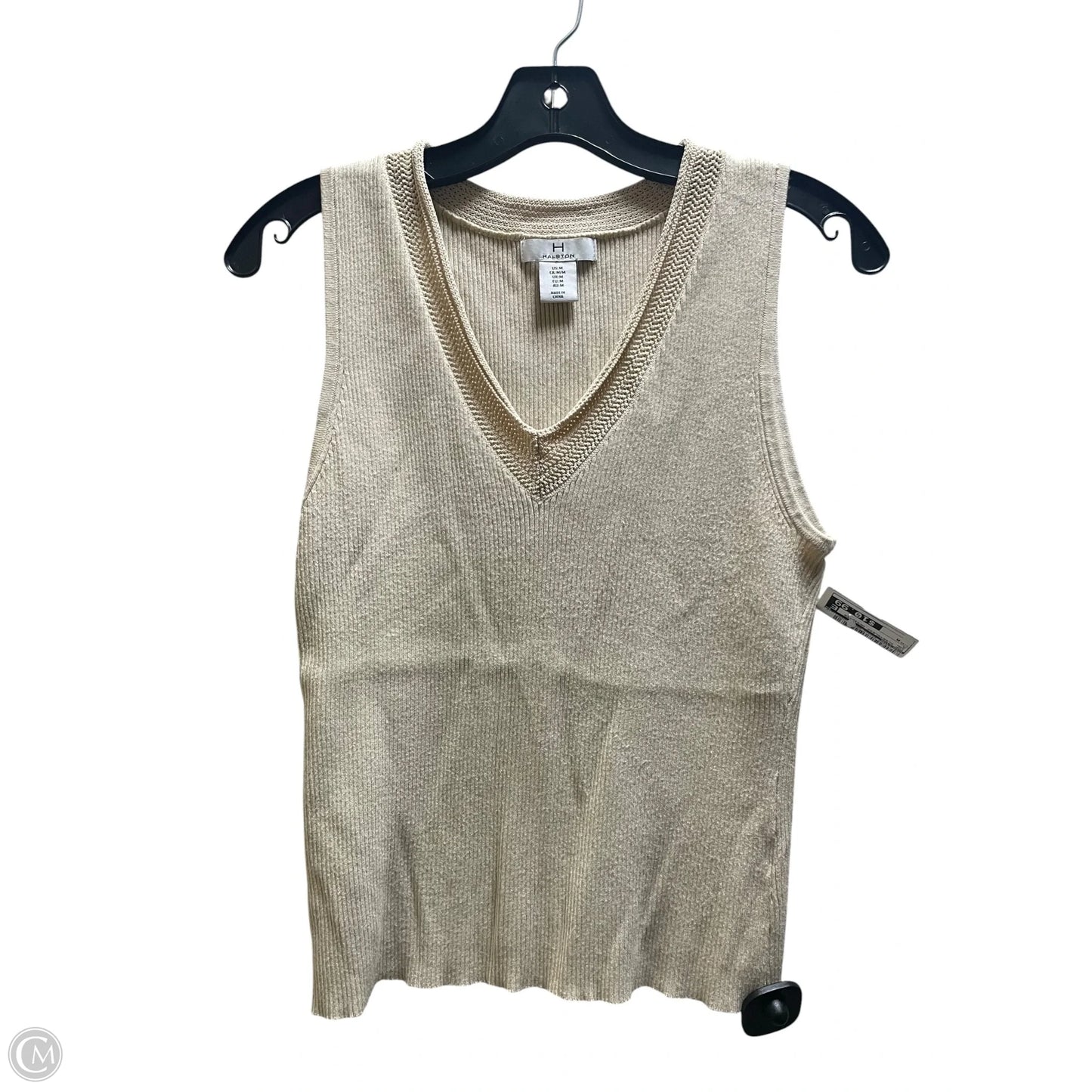Top Sleeveless Designer By Halston In Tan, Size: M