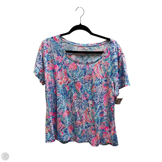 Top Short Sleeve Designer By Lilly Pulitzer In Blue, Size: 1x