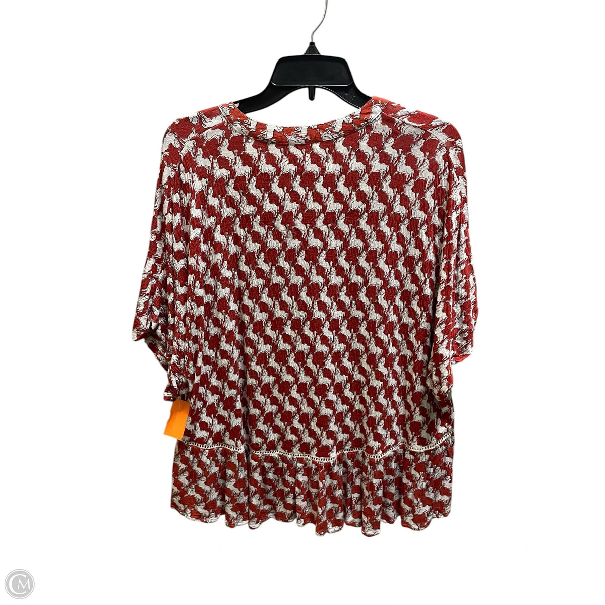 Top Short Sleeve By Anthropologie In Orange, Size: S