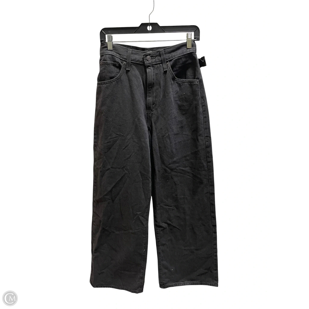 Jeans Straight By Levis In Black Denim, Size: 28