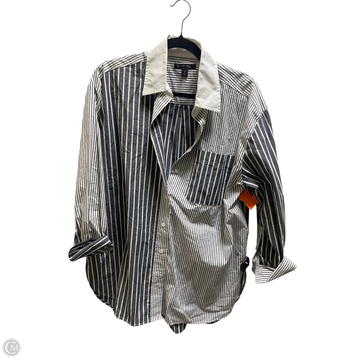 Top Long Sleeve By Banana Republic In Striped Pattern, Size: M