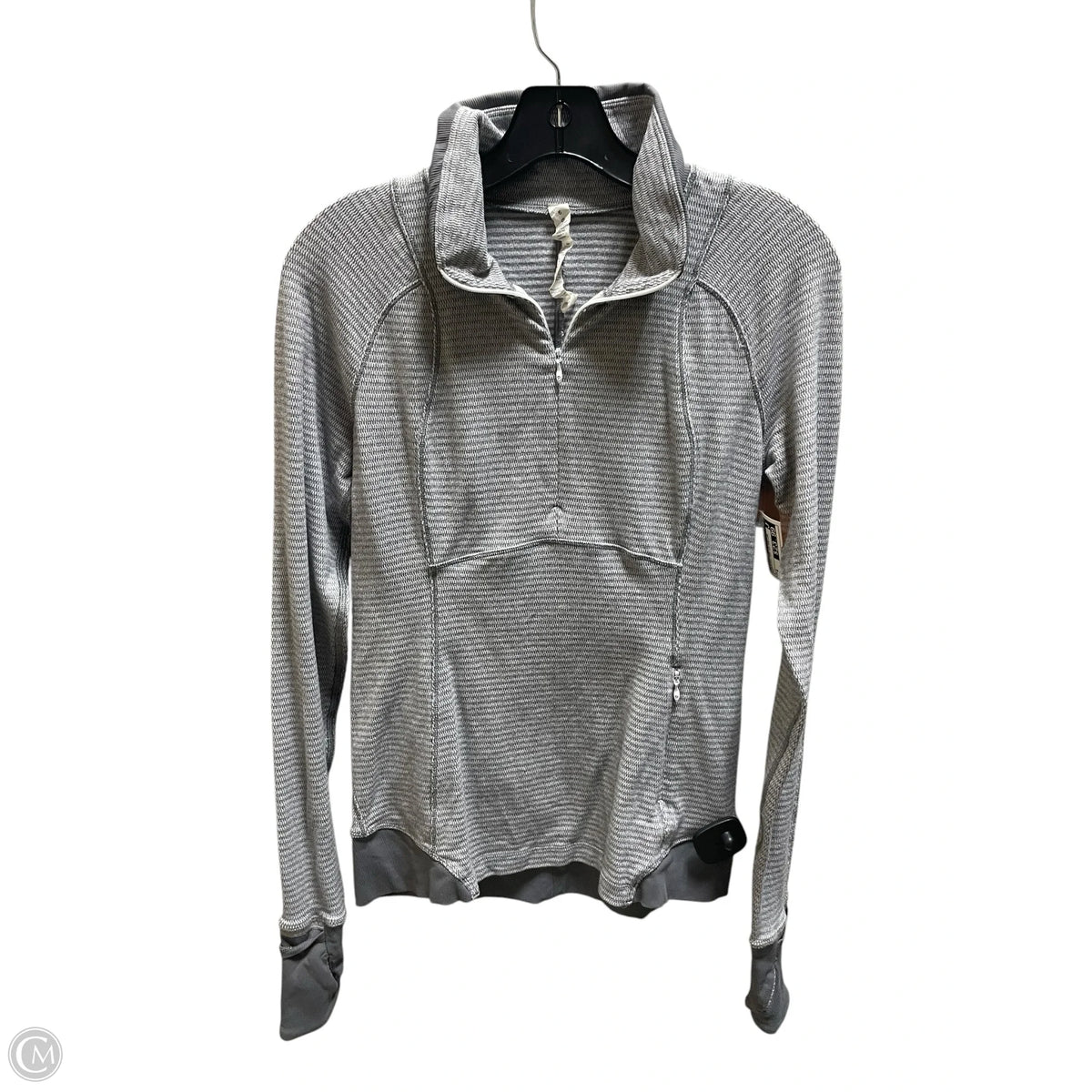 Athletic Top Long Sleeve Collar By Lululemon In Grey, Size: 6