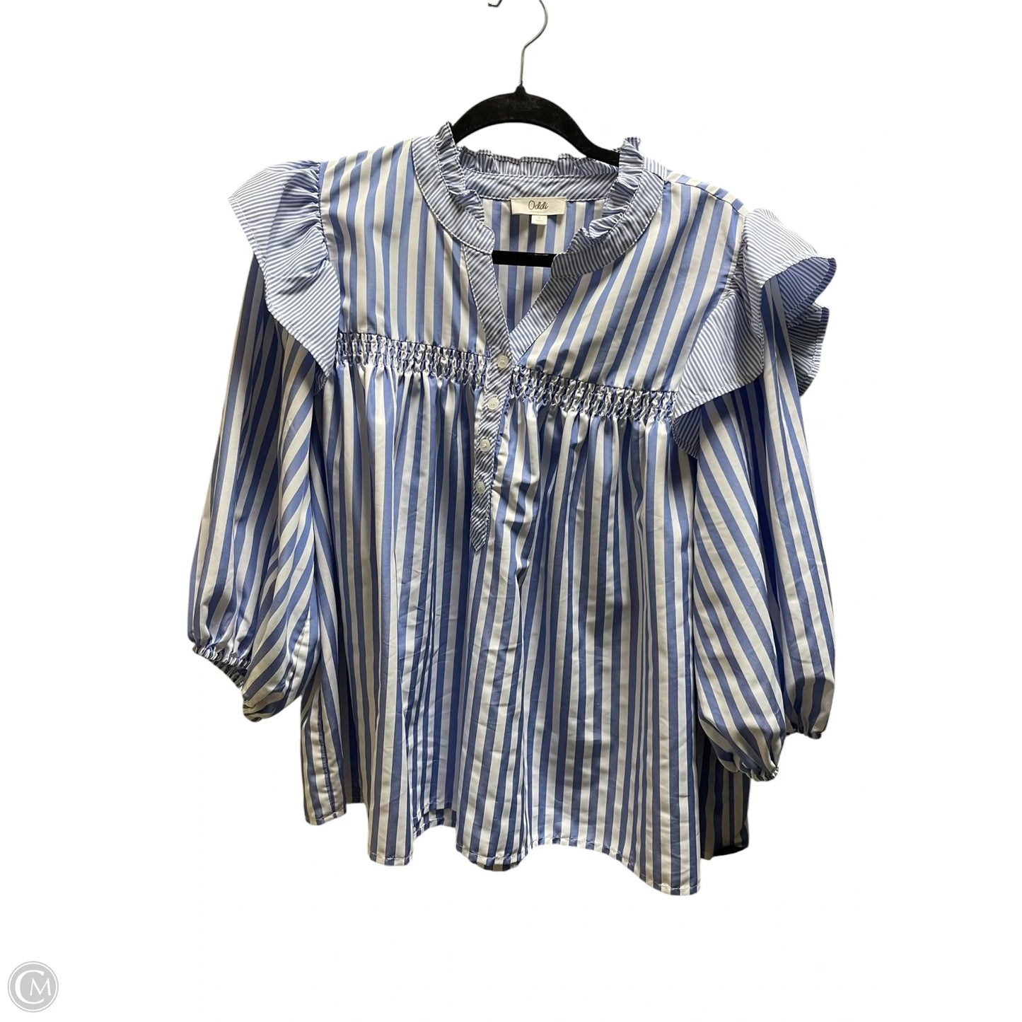 Top Long Sleeve By Oddi In Striped Pattern, Size: L