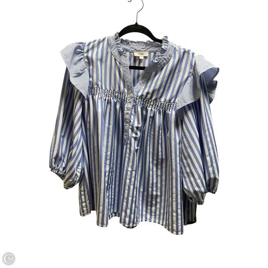 Top Long Sleeve By Oddi In Striped Pattern, Size: L
