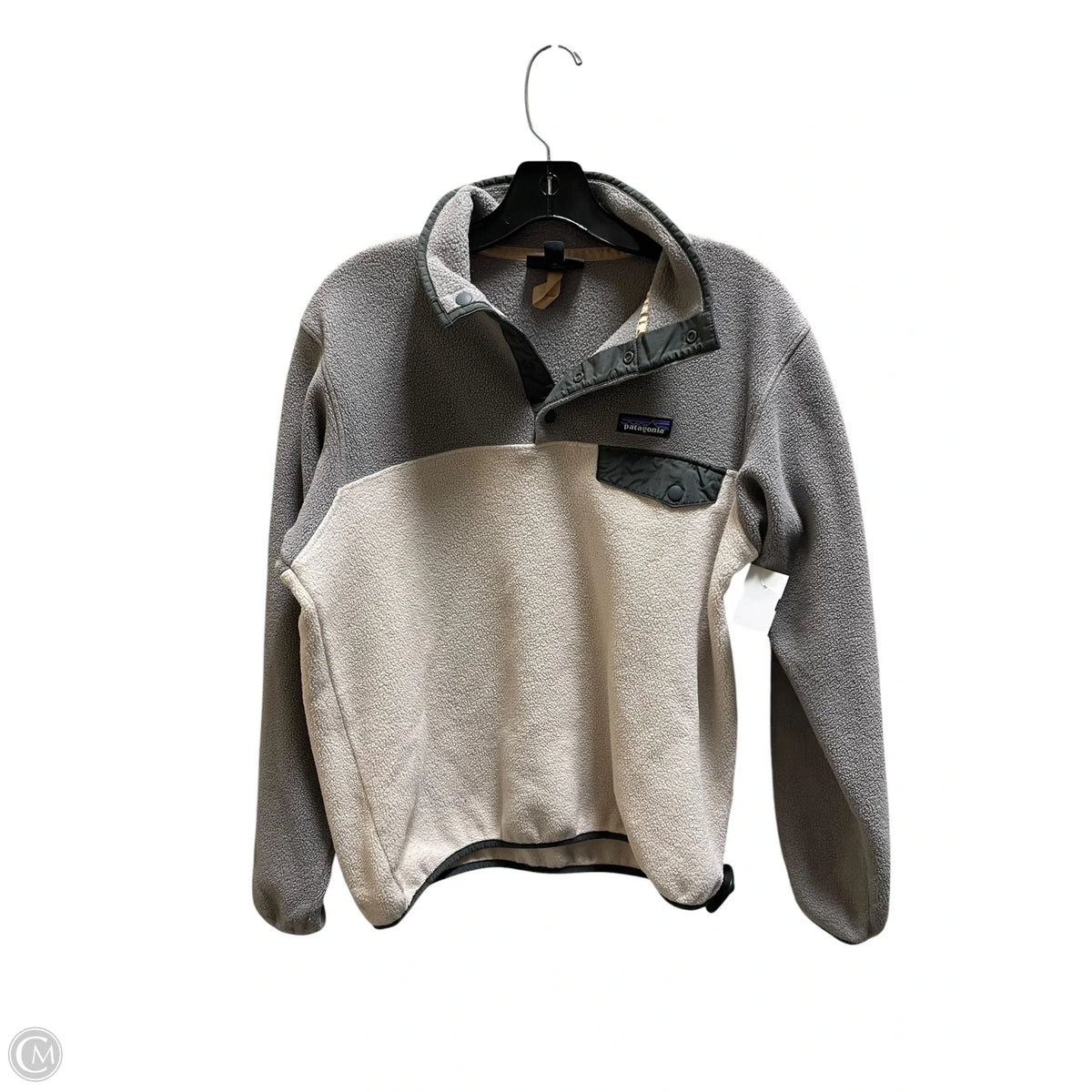 Sweatshirt Collar By Patagonia In Cream & Grey, Size: M